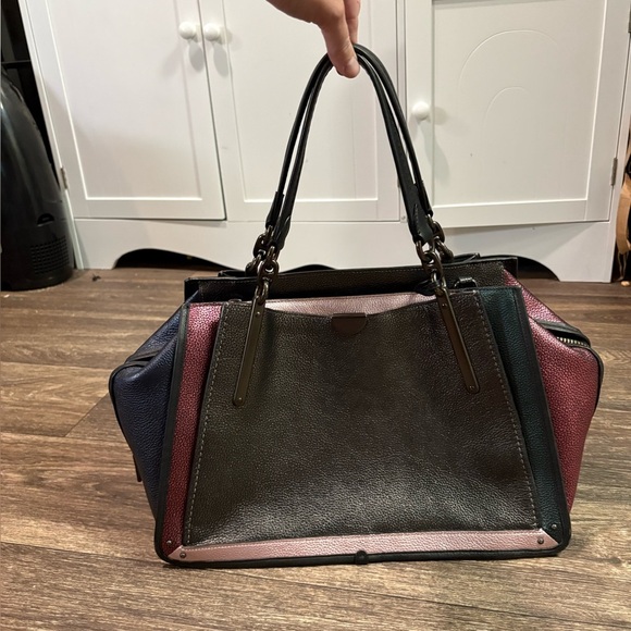 Coach Color Block Pebbled Leather Dreamer Tote Dreamer 36 Metallic - Picture 3 of 15